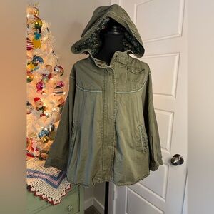 Moon Collection Olive Green Hooded Cape Poncho Dolman Sleeve Jacket Sz S Trendy
